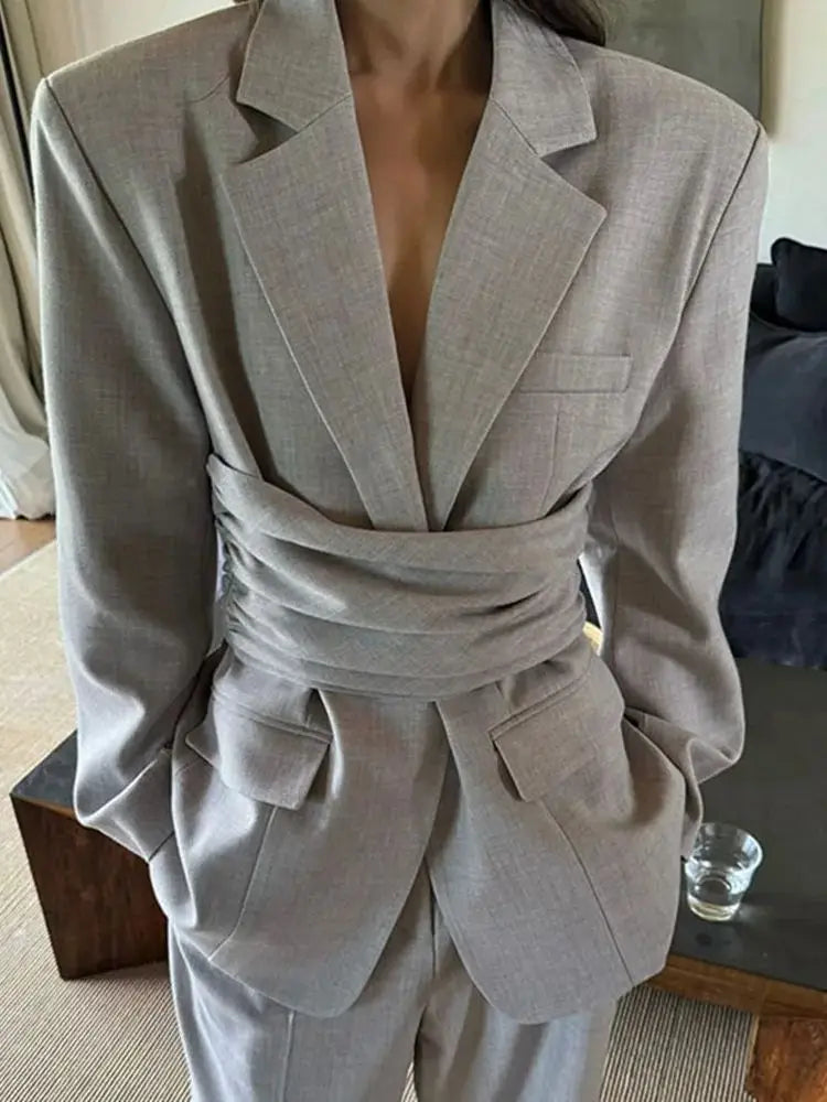 Lapel 2 Piece Jacket Pants Sets One Button Notch Lapel Slim Fit Flat Front Slim Fit Bespoke Office Lady Suits +pant