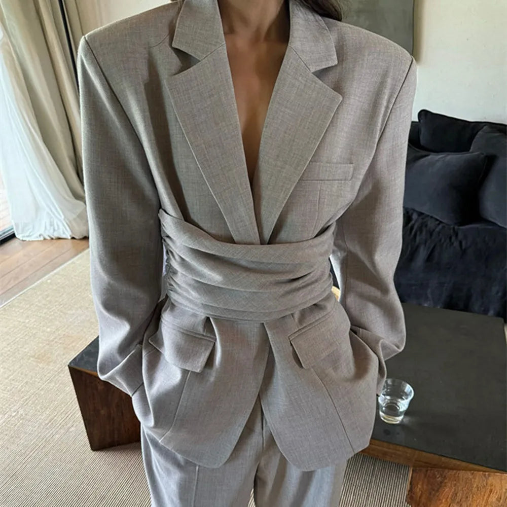 Lapel 2 Piece Jacket Pants Sets One Button Notch Lapel Slim Fit Flat Front Slim Fit Bespoke Office Lady Suits +pant